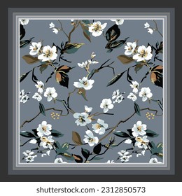 scarf design with cute flower pattern image
