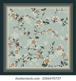 scarf design with cute flowers pattern image