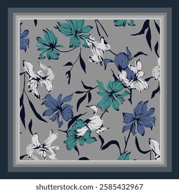 scarf design with cute flowers pattern image