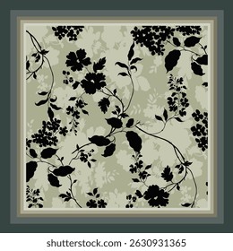 design de cachecol com padrão de flores de silhueta bonito 