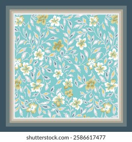 scarf design with cute small flowers pattern image
