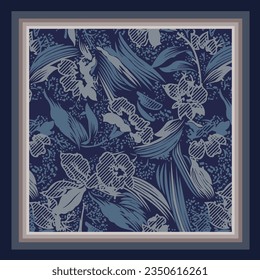 diseño de la bufanda con imagen decorativa del patrón de flores