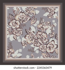 scarf design with flower illustration
