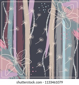 Scarf design with flowers pattern