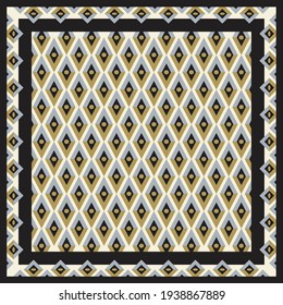Scarf design with geometric formation. Silk scarves motif pattern
