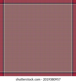 Scarf design with houndstooth check for autumn winter in navy blue, red, beige. Simple square print with dog tooth plaid pattern for scarf, bandana, shawl, hijab, other modern fashion textile print.