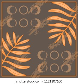 Scarf design with leaves and circles
