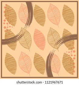 Scarf design with leaves lineart pattern