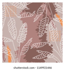 Scarf design with leaves pattern on brown background