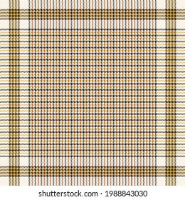 Scarf design with pixel houndstooth check in brown, yellow, off white for spring autumn. Square background vector for bandana, shawl, hijab, head scarf, neckwear, other modern fashion fabric print.