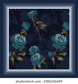 scarf design with rose flower pattern image