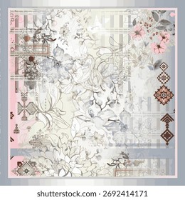 scarf design with seamless abstract patterns and beautiful colors for printing
