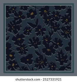 Diseño de bufanda con patrón de flores de silueta