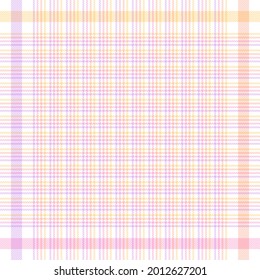 Scarf design for spring in pastel gradient purple, pink, orange, yellow, white. Square print with hounds tooth check plaid pattern for scarf, shawl, hijab, bandana. Multicolored womenswear background.