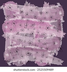 Diseño de la bufanda. cuadrado Patrón de bufanda floral rosa y púrpura. Diseño floral hermoso y encantador para textiles. Flores Hijab bufanda, fular, chal o alfombra
