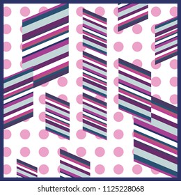 scarf design with stripes and dots on white