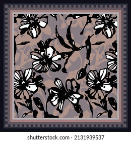 Scarf Design Textile Floral Pattern Stock Vector (Royalty Free ...