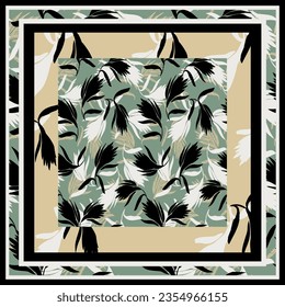 scarf design textile pattern green illustration