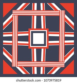 Scarf design vector. Modern geometric native pattern on red and blue