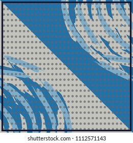 Scarf with dots and abstract brush on blue