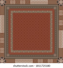 Scarf with ethnic pattern ornament on red and brown color. design for hijab motif