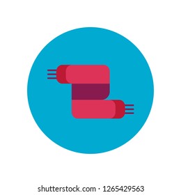 Scarf flat icon isolated on blue background. Simple sign symbol in flat style. Winter accessories Vector illustration for web and mobile design. 