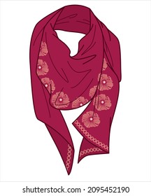 SCARF WITH FLORAL EMBROIDERY IN EDITABLE VECTOR FILE