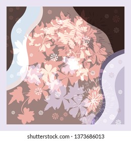 Scarf floral pattern. Bandana, pareo, pillow, home textile design. Cute background for shawl print, textile, covers, pillow, napkin, hijab.