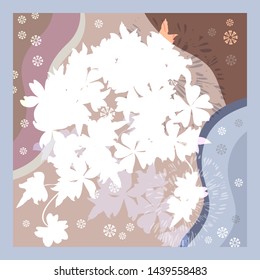 Scarf floral pattern. Bandana, pareo, pillow, home textile design. Cute background for shawl print, textile, covers, pillow, napkin, hijab.