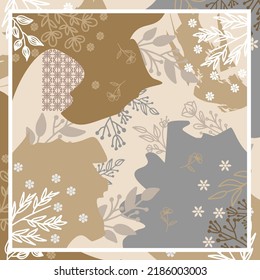 Scarf floral pattern. for Bandana, pareo, pillow, home textile design. Abstract modern background for textile scarf, blanket, pillow, napkin, hijab desaign.