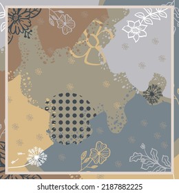 Scarf floral pattern. for Bandana, pareo, pillow, home textile design. Abstract modern background for textile scarf, blanket, pillow, napkin, hijab desaign