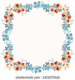 Scarf floral print. Russian style millefleurs. Floral folk enchanting background for scarf print, textile, covers, surface, scrapbooking, decoupage. Bandana, pareo, home textile design
