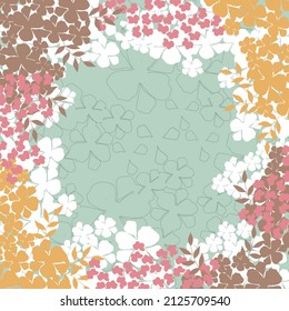 scarf with flower border design on green color background