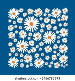 scarf with flower pattern on blue color background