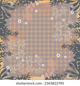 Scarf with flowers pattern design. Hijab motifs print