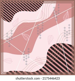 Scarf GEOMETRIC. for Bandana, pareo, pillow, home textile design. Abstract modern background for textile scarf, blanket, pillow, napkin, hijab desaign.