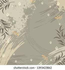 Scarf with grunge splash ink and leaf pattern. Design for hijab motif