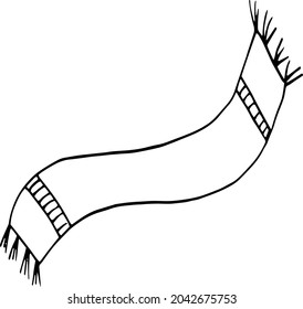 scarf hand drawn doodle. vector, scandinavian, nordic, minimalism, monochrome icon sticker winter warm clothes