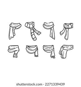 scarf handrawn doodle illustrations vector