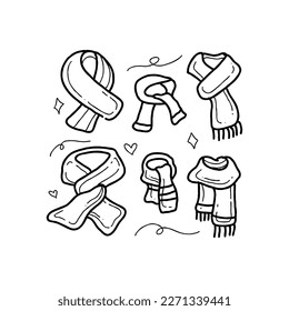scarf handrawn doodle illustrations vector
