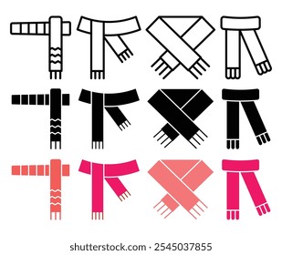 Scarf icon in black and colored versions.
