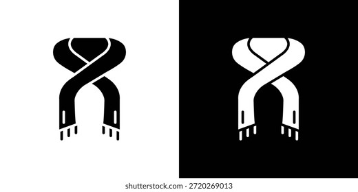 Icono de la bufanda. Icono de diseño plano simple en blanco y negro
