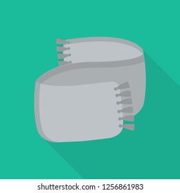 scarf icon in flat style with long shadow, isolated vector illustration on green transparent background.