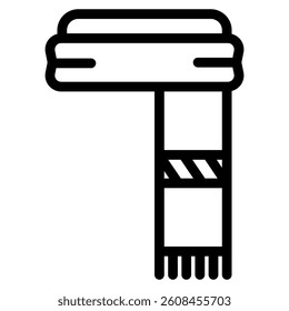 Scarf icon in line art. Outline Style. Isolated on White Background