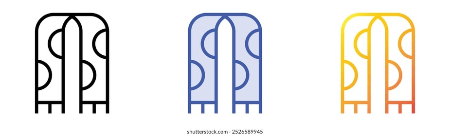 icono de bufanda. Lineal, relleno azul y diseño de estilo degradado aislado sobre fondo blanco