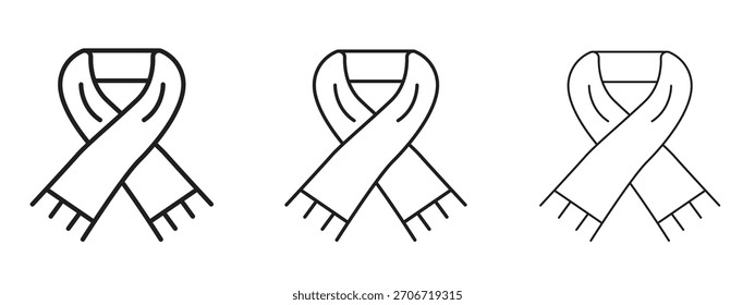 Icono de la bufanda con el estilo del contorno, diseños de la Ilustración vectorial