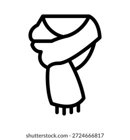 Icono de bufanda que simboliza el accesorio de invierno, la moda de la temporada fría y el elemento de calidez con una representación de estilo de línea mínima limpia.

