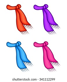 scarf icon, winter wool symbol, design. vector illustration isolated on white background. Different colors