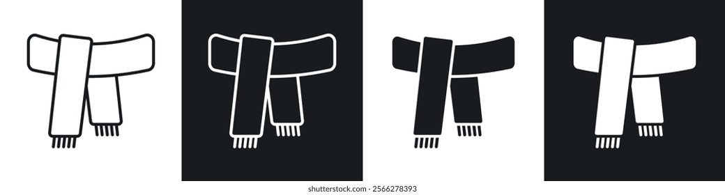 Scarf icons collection in black filled and line style.