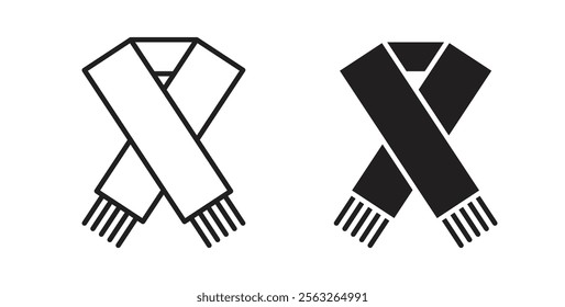 Scarf icons in flat and line style set.